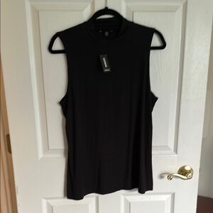 Express Black Muscle Tee High Neckline NWT